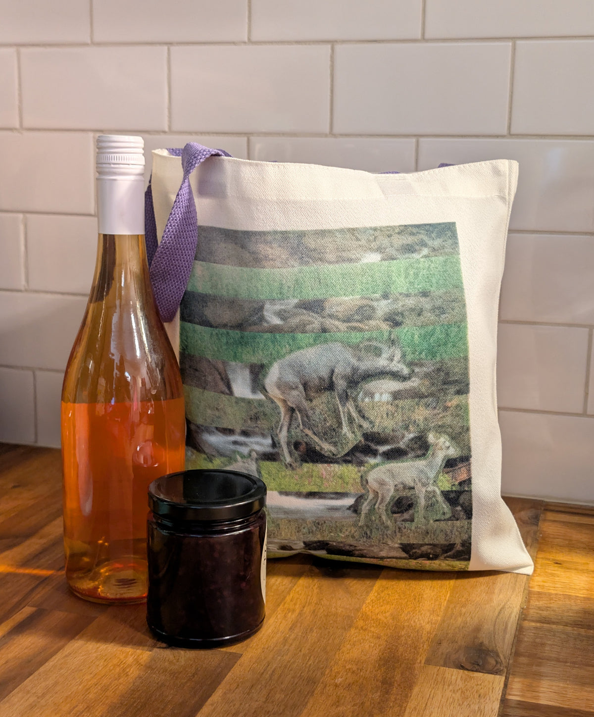 1 of 1 Original Sustainable Artwork Canvas Tote Bag - Mountain Lambs